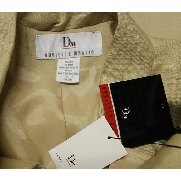 NWT Danielle Martin Women 12 Blazer Jacket Long Sleeve Work Linen Beige Lining - Picture 7 of 9